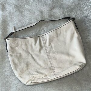 Lands End Regatta hobo bag in ivory pebbled leather with gold hardware NWOT